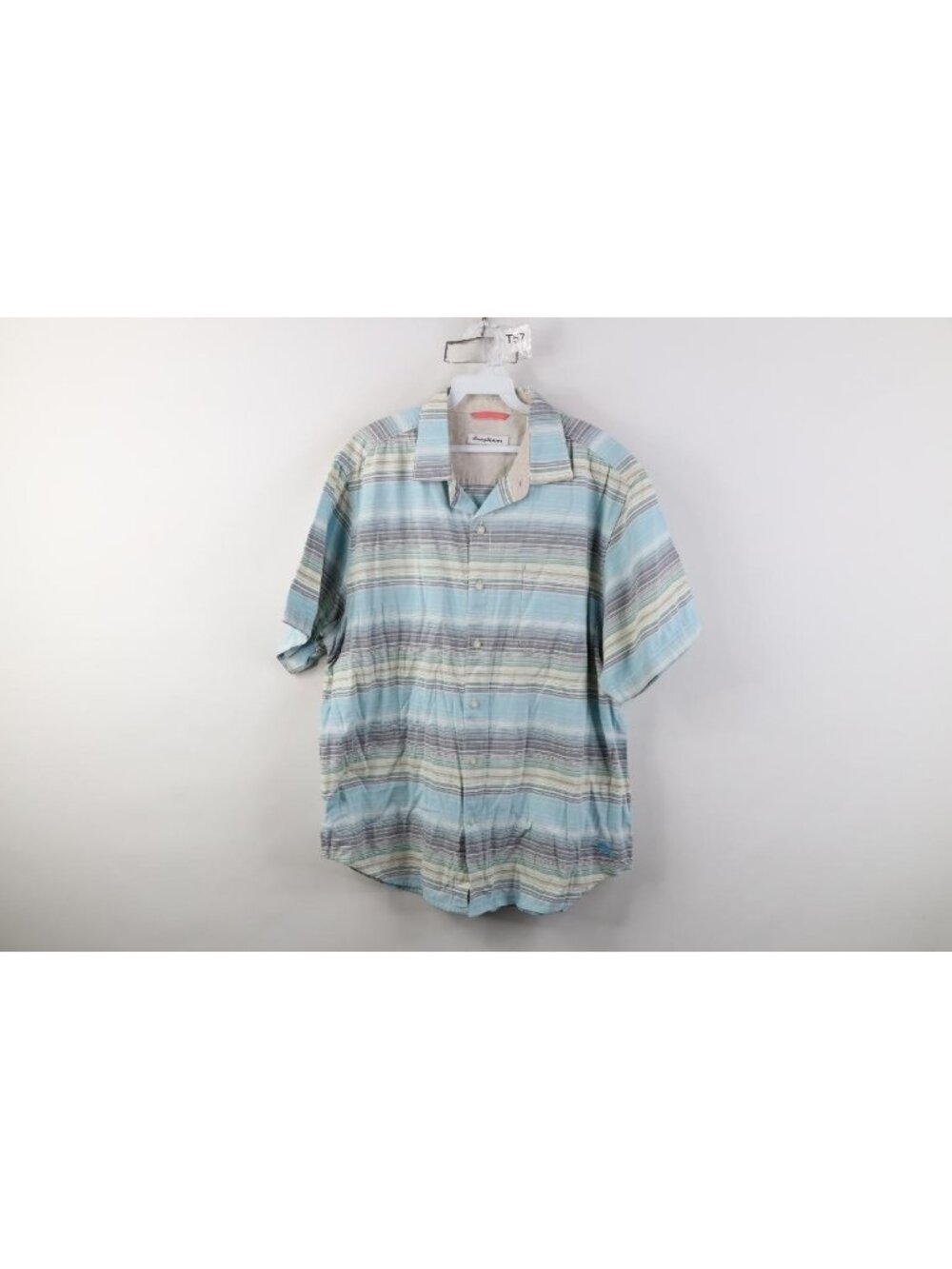 Vintage Y2K Tommy Bahama Mens Large Striped Short Sleeve Button Shirt Cotton